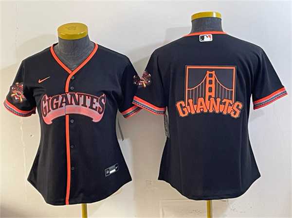 Women%27s San Francisco Giants Team Big Logo Black 2026 Alternate Stadium Stitched Jersey(Run Small) Dzhi