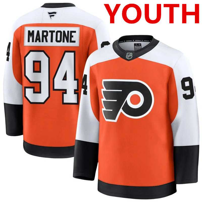 Youth Philadelphia Flyers #94 Porter Martone Orange Home stitched Hockey Jersey Dzhi