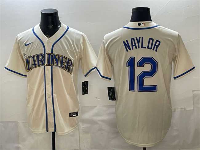 Men%27s Seattle Mariners #12 Josh Naylor Cream Alternate Stitched Jersey