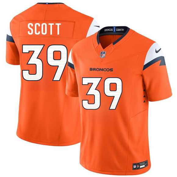 Men%27s Denver Broncos #39 Miles Scott Orange 2026 Draft F.U.S.E. Vapor Limited Stitched Jersey