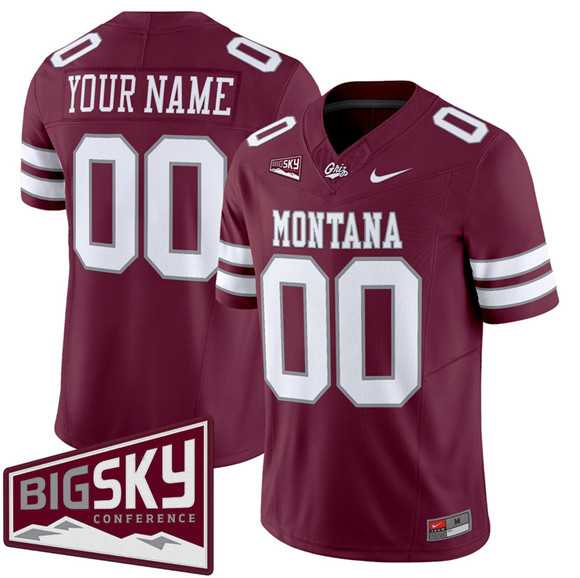 Men%27s Montana Grizzlies Active Player Custom Maroon 2025 F.U.S.E. Big Sky Patch Vapor Limited V1 Stitched Jersey