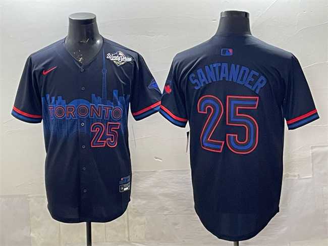 Men%27s Toronto Blue Jays #25 Anthony Santander Navy 2025 World Series City Connect Limited Stitched Jersey