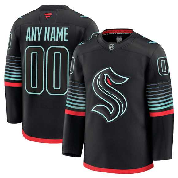 Men%27s Seattle Kraken Active Player Custom Black Alternate Stitched Hockey Jersey