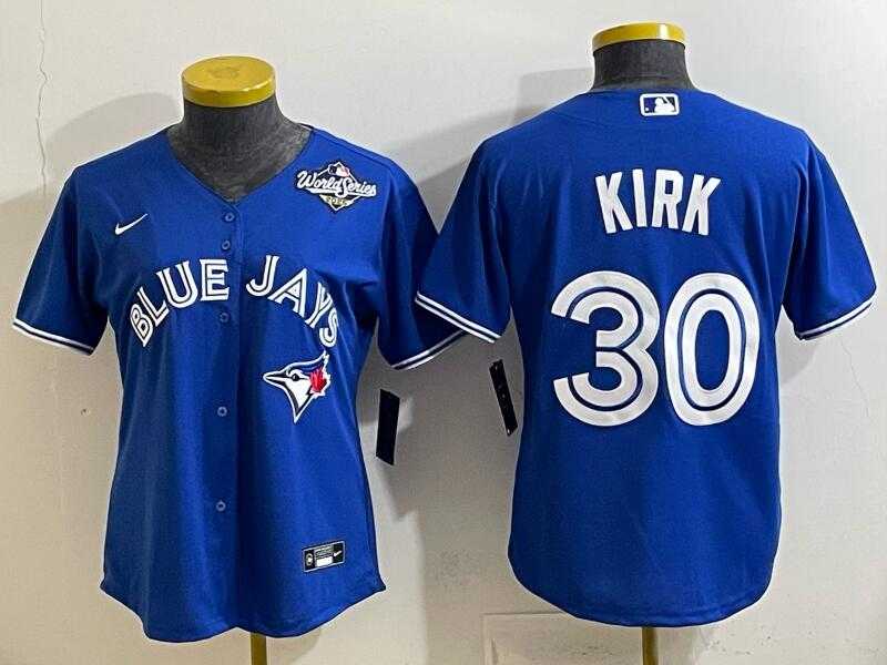 Men%27s Toronto Blue Jays #30 Alejandro Kirk Royal 2025 World Series Cool Base Stitched Jersey