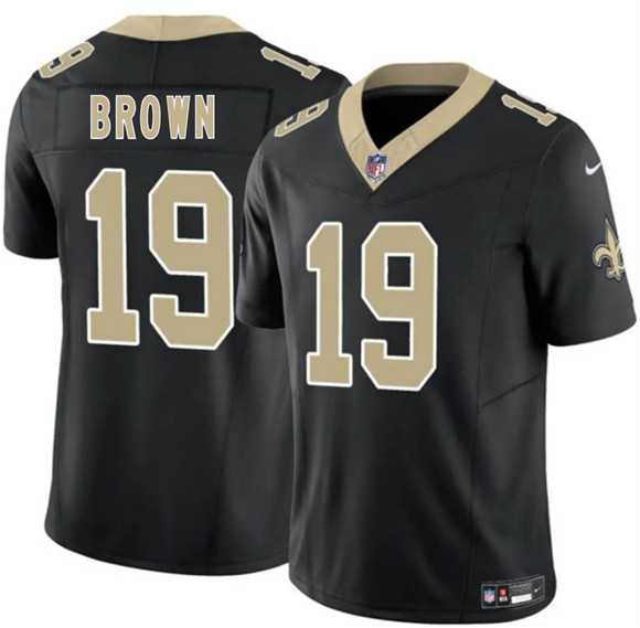 Men%27s New Orleans Saints #19 Barion Brown Black 2026 Draft F.U.S.E Vapor Limited Stitched Jersey