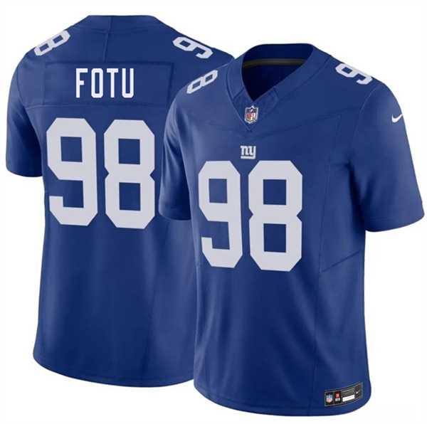 Men%27s New York Giants #98 Leki Fotu Blue 2026 F.U.S.E. Vapor Untouchable Limited Stitched Jersey