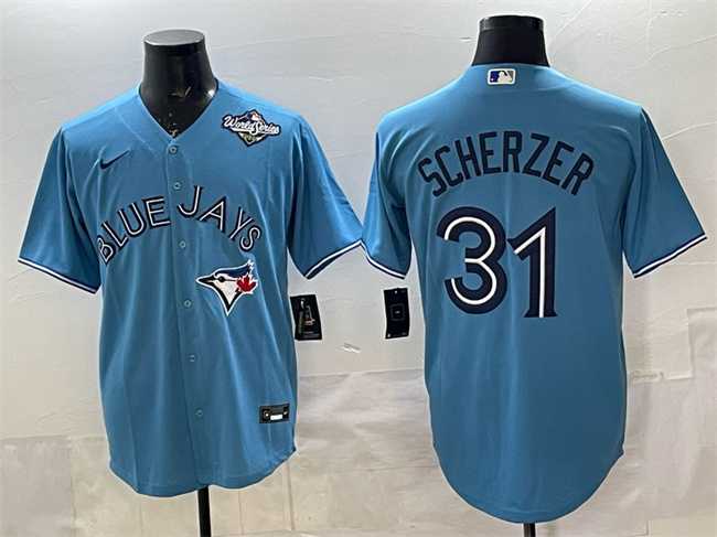 Men%27s Toronto Blue Jays #31 Max Scherzer Blue 2025 World Series Cool Base Stitched Jersey