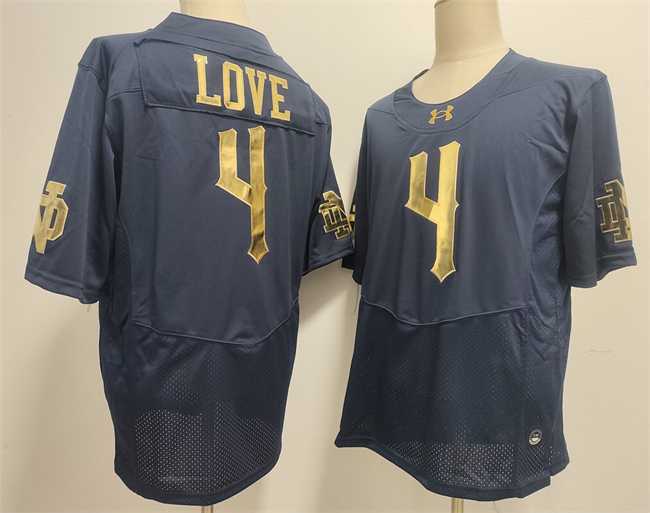 Men%27s Notre Dame Fighting Irish #4 Jeremiyah Love Navy With Name Limited Stitched Jersey