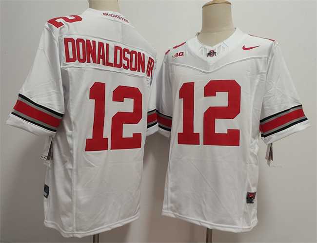 Men%27s Ohio State Buckeyes #12 JCJ Donaldson White 2025 F.U.S.E. Limited Stitched Jersey