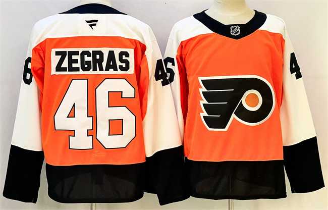 Men%27s Philadelphia Flyers #46 Trevor Zegras Orange 2024 Stitched Jersey