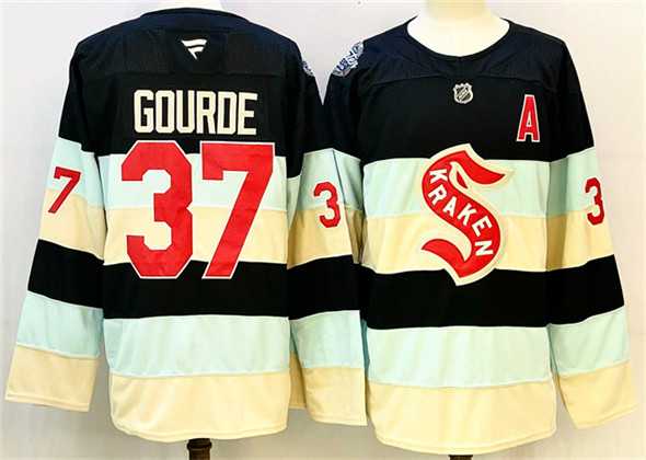 Men%27s Seattle Kraken #37 Yanni Gourde Deep Sea Blue Winter Classic With A Patch Stitched Hockey Jersey
