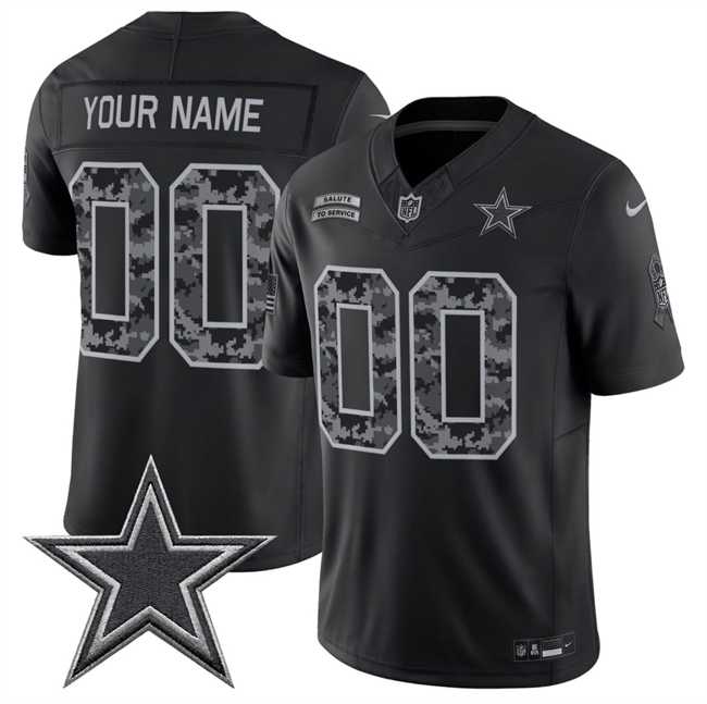 Men%27s Dallas Cowboys Active Player Custom Black F.U.S.E. 2026 Salute to Service Limited Stitched Football Jersey