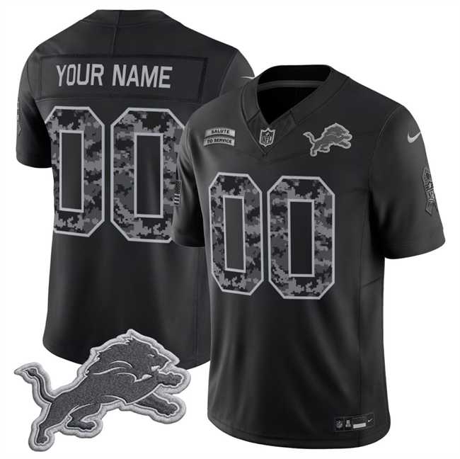 Men%27s Detroit Lions Active Player Custom Black F.U.S.E. 2026 Salute to Service Limited Football Stitched Jersey