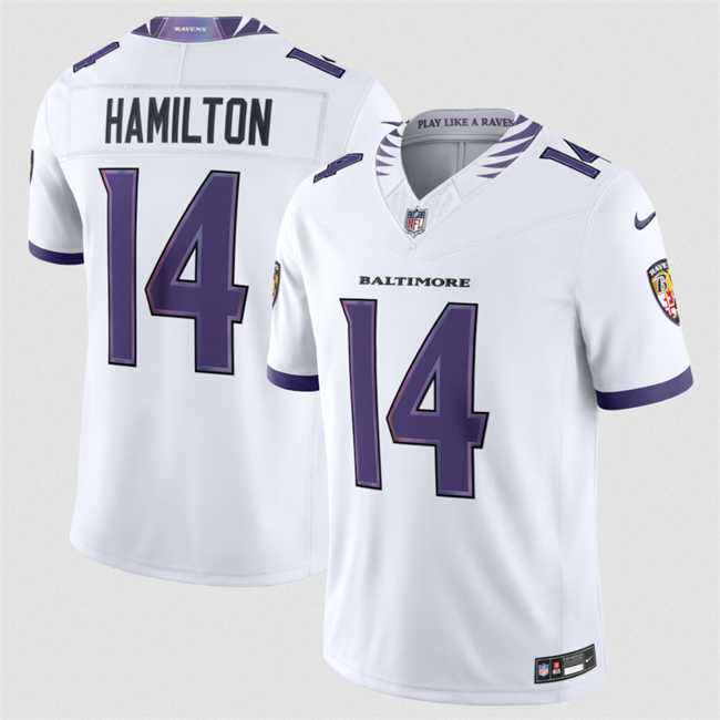 Men%27s Baltimore Ravens #14 Kyle Hamilton White 2026 F.U.S.E. Stitched Vapor Limited Jersey Dzhi