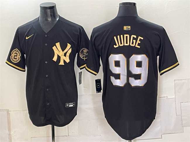 Men%27s New York Yankees #99 Aaron Judge Black Gold With Patch Limited Stitched Jersey Dzhi
