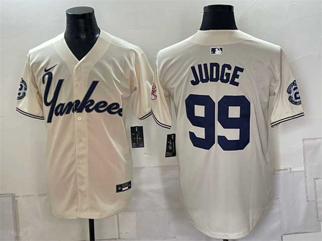 Men%27s New York Yankees #99 Aaron Judge Cream Limited Stitched Jersey