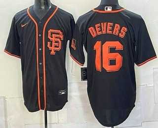 Men%27s San Francisco Giants #16 Rafael Devers Black Cool Base Jersey