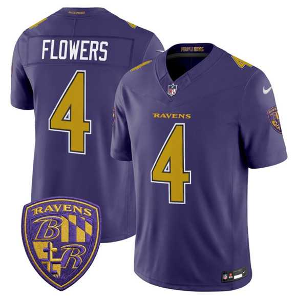 Men%27s Baltimore Ravens #4 Zay Flowers Purple 2026 F.U.S.E. Alternate Vapor Limited Stitched Jersey Dzhi