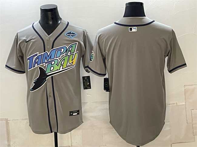 Men%27s Tampa Bay Rays Blank Gray 2026 AL East Champions Patch Vapor Limited Stitched Jersey