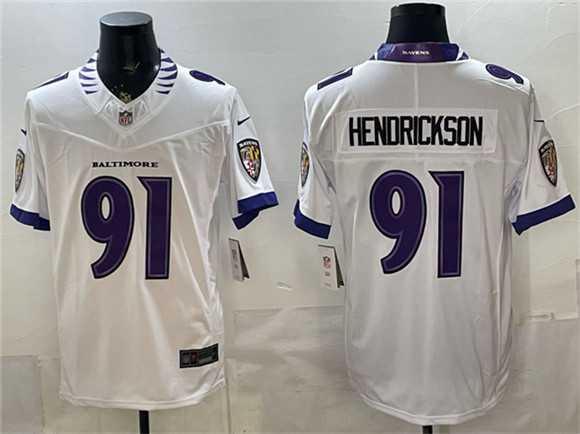 Men%27s Baltimore Ravens #91 Trey Hendrickson White 2026 F.U.S.E. Vapor Stitched Limited Stitched Jersey