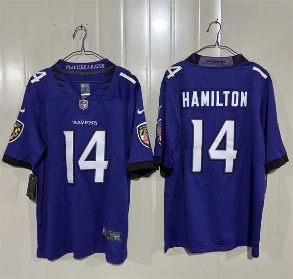 Men%27s Baltimore Ravens #14 Kyle Hamilton Purple 2026 Alternate Vapor Limited Stitched Jersey