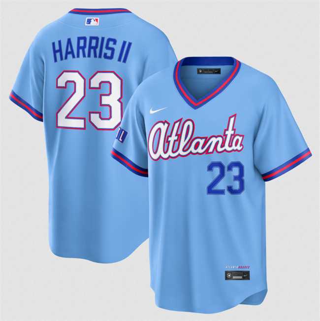 Men%27s Atlanta Braves #23 Michael Harris II Powder Blue 2026 City Connect Stadium Stitched Jersey Dzhi