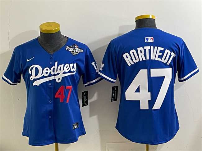 Women%27s Los Angeles Dodgers #47 Ben Rortvedt Royal 2025 World Series Limited Stitched Jersey