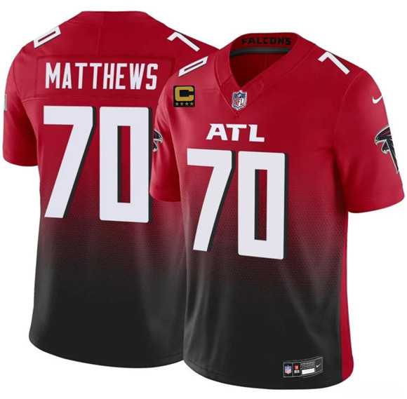 Men%27s Atlanta Falcons #70 Jake Matthews Red Black 2025 F.U.S.E With 4-Star C Patch Vapor Untouchable Limited Stitched Jersey Dzhi