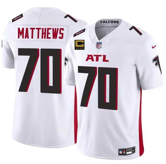 Men%27s Atlanta Falcons #70 Jake Matthews White 2025 F.U.S.E With 4-Star C Patch Vapor Untouchable Limited Stitched Jersey Dzhi