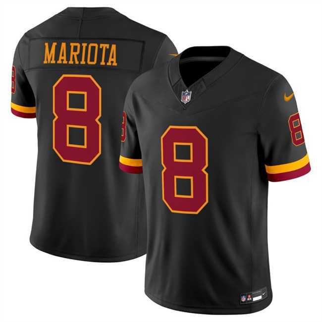 Men%27s Washington Commanders #8 Marcus Mariota Black 2026 F.U.S.E. Hail Raiser Alternate Vapor Limited Stitched Jersey Dzhi