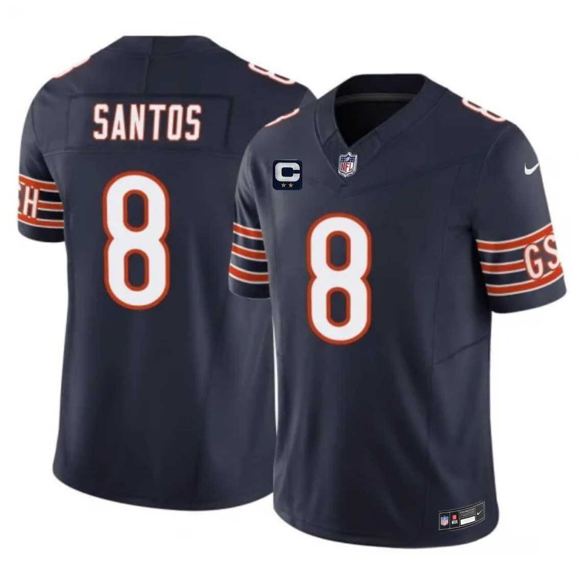 Men%27s Chicago Bears #8 Cairo Santos Navy 2026 F.U.S.E. 2-Star C Patch Vapor Untouchable Limited Stitched Jersey Dzhi