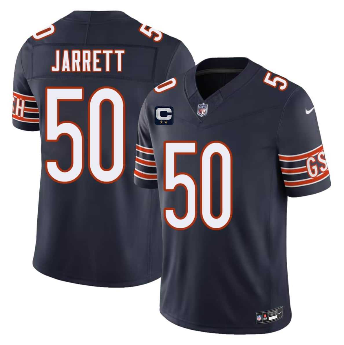 Men%27s Chicago Bears #50 Grady Jarrett Navy 2026 F.U.S.E. 2-Star C Patch Vapor Untouchable Limited Stitched Jersey Dzhi