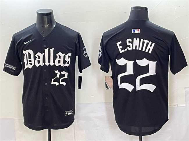 Men%27s Dallas Cowboys #22 Emmitt Smith Black %27Gothic Lone Star Edition%27 Limited Stitched Baseball Jersey