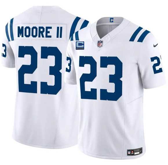 Men%27s Indianapolis Colts #23 Kenny Moore II White 2025 F.U.S.E. With 4-Star C Patch Vapor Limited Stitched Jersey Dzhi