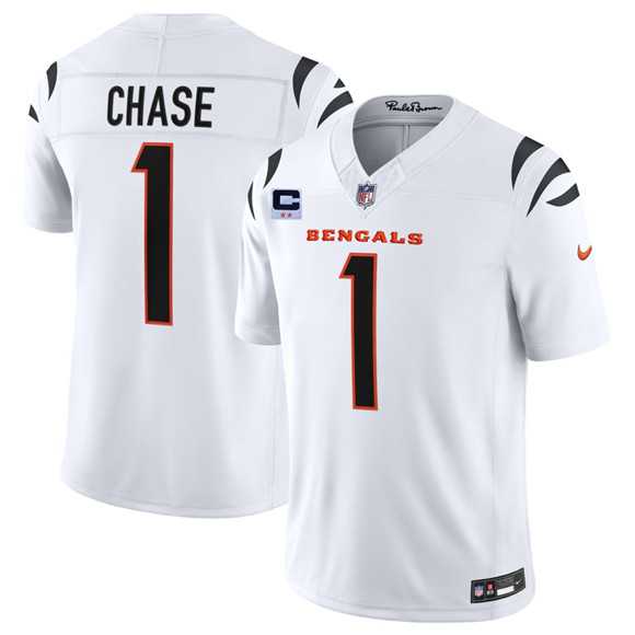 Men%27s Cincinnati Bengals #1 Ja%27Marr Chase White 2026 F.U.S.E. 2-Star C Patch Vapor Untouchable Limited Stitched Jersey Dzhi