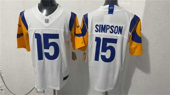 Men%27s Los Angeles Rams #15 Ty Simpson White 2026 Draft F.U.S.E. Vapor Limited Stitched Jersey