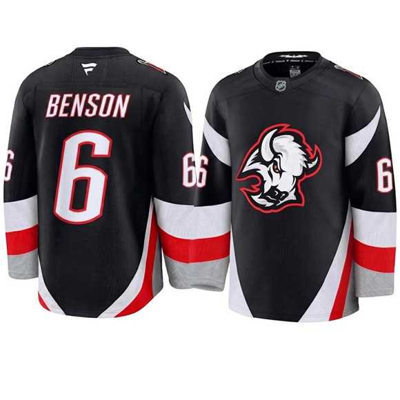 Men%27s Buffalo Sabres #6 Zach Benson Black Alternate Stitched Hockey Jersey