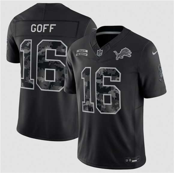 Men%27s Detroit Lions #16 Jared Goff Black F.U.S.E. 2026 Salute to Service Limited Stitched Jersey