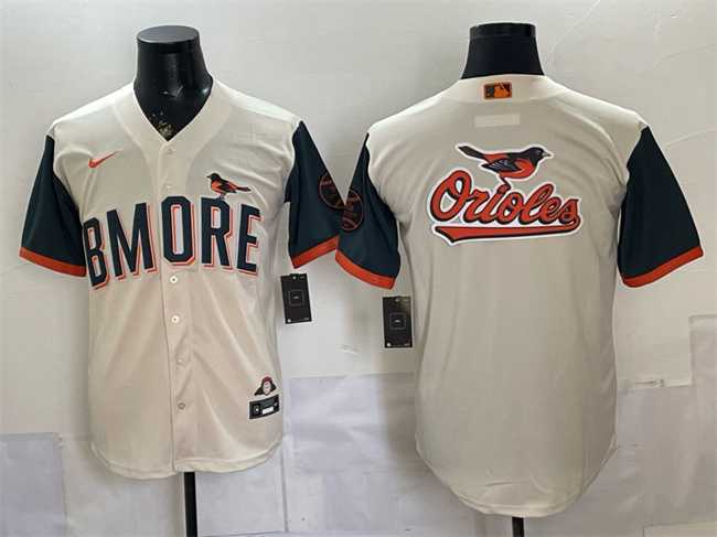 Mens Baltimore Orioles Team Big Logo Natural 2026 City Connect Stadium Stitched Jersey Dzhi