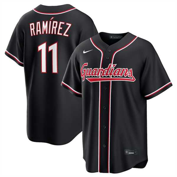 Men%27s Cleveland Guardians #11 Jose Ramirez 2026 Black Out Stitched Jersey Dzhi