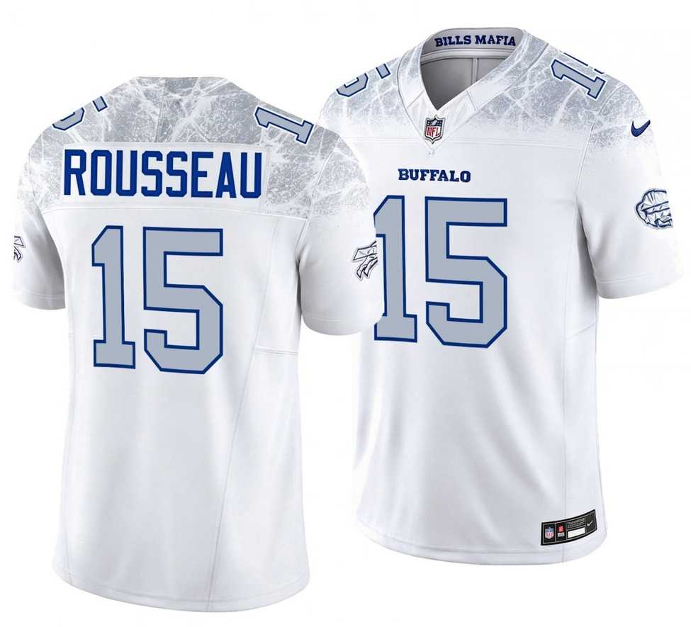 Men%27s Buffalo Bills #15 Gregory Rousseau White 2025 F.U.S.E. %27Rivalries%27 Vapor Untouchable Limited Stitched Jersey