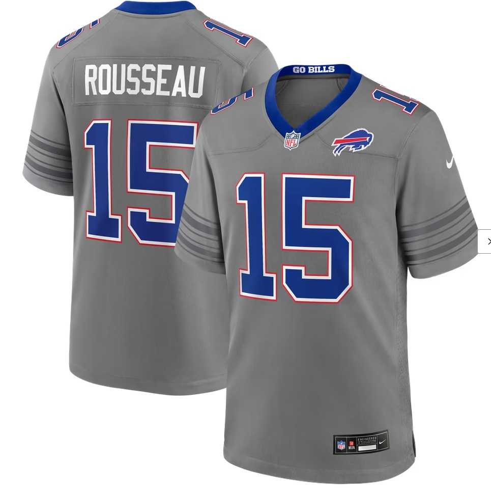 Men%27s Buffalo Bills #15 Gregory Rousseau Nike Gray Vapor Untouchable Limited Stitched Jersey