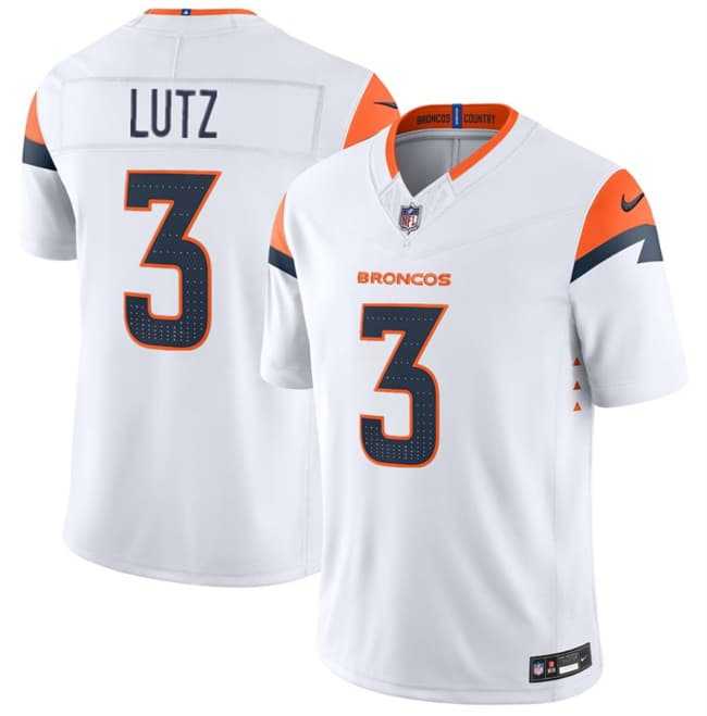 Men%27s Denver Broncos #3 Wil Lutz White 2026 F.U.S.E. Vapor Limited Stitched Jersey