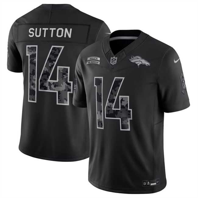 Men%27s Denver Broncos #14 Courtland Sutton Black 2026 F.U.S.E. Salute to Service Limited Stitched Stitched Jersey