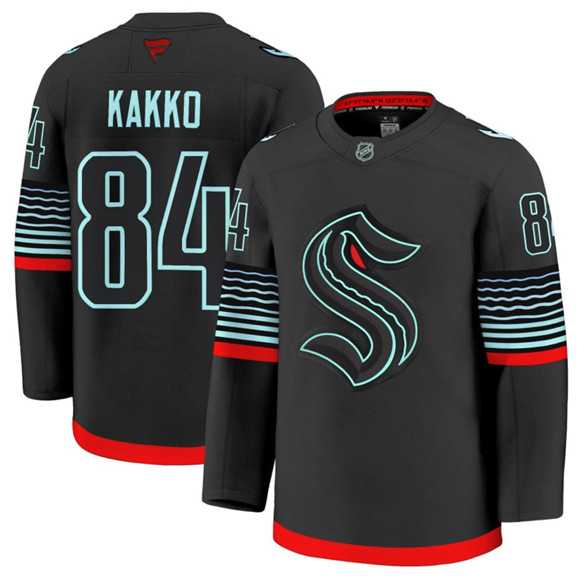 Men%27s Seattle Kraken #84 Kaapo Kakko Black Alternate Stitched Jersey Dzhi