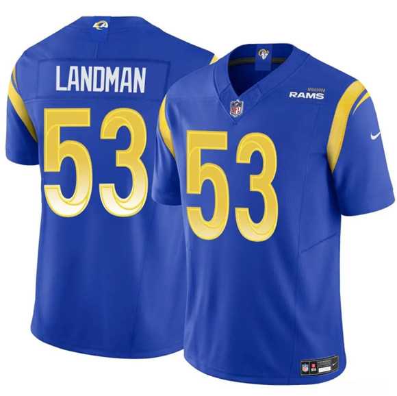 Men%27s Los Angeles Rams #53 Nate Landman Blue 2025 F.U.S.E. Vapor Untouchable Stitched Jersey Dzhi