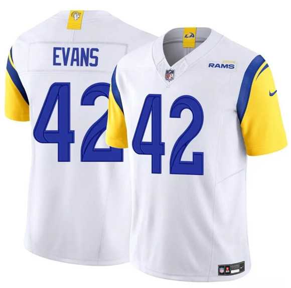 Men%27s Los Angeles Rams #42 Ethan Evans White 2025 F.U.S.E. Vapor Untouchable Stitched Jersey Dzhi