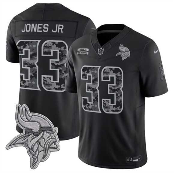 Men%27s Minnesota Vikings #33 Aaron Jones Sr. Black 2026 F.U.S.E. Salute to Service Limited Stitched Jersey