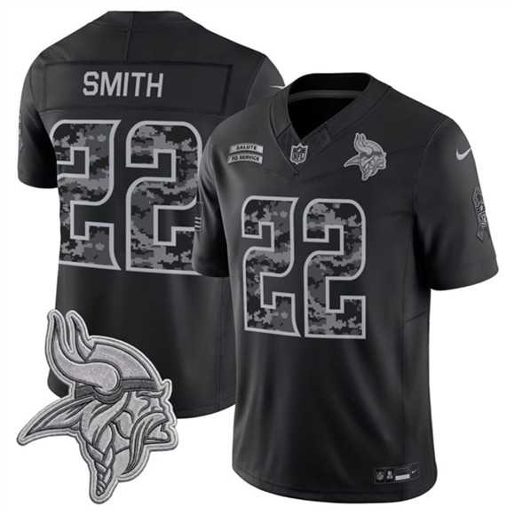 Men%27s Minnesota Vikings #22 Harrison Smith Black 2026 F.U.S.E. Salute to Service Limited Stitched Jersey