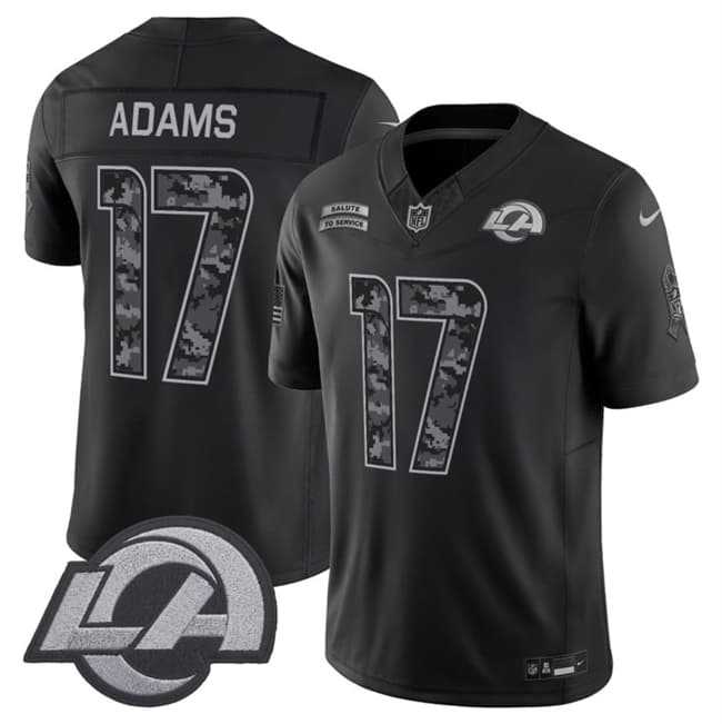 Men%27s Los Angeles Rams #17 Davante Adams Black 2026 F.U.S.E. Salute to Service Limited Stitched Jersey